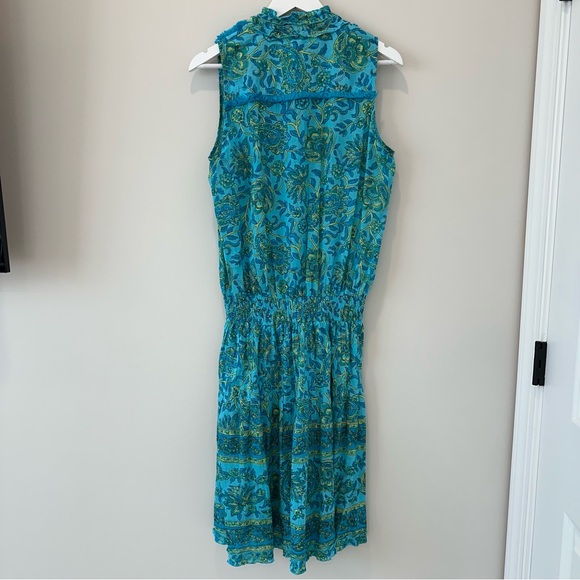 Lola Australia Cotton Floral Dress Sleeveless Summer Teal Mini V Neck Resortwear - Picture 2 of 16